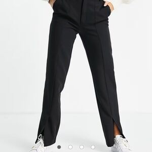Black High-Waisted Pants with Slit
